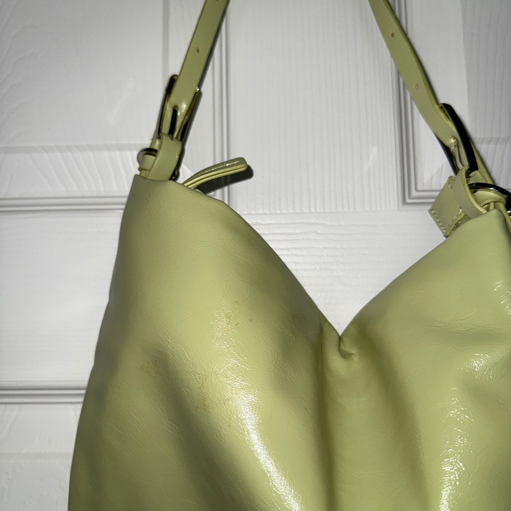 Mango Olive Green Shoulder Bag with Silver Chain - Picture 4 of 6